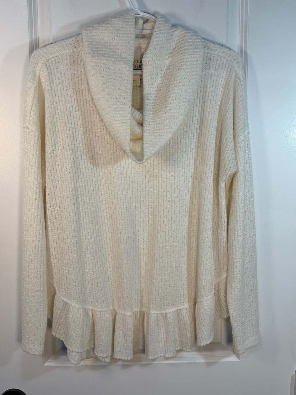 Maeve by Anthropologie Cowl Neck Ruffle Hem Textured Sweater, Size Small